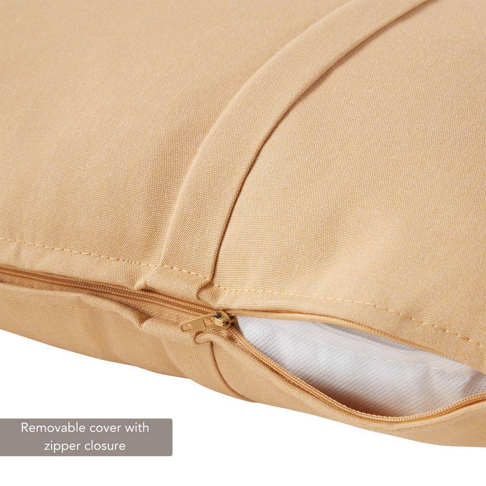 Wheat Sunbrella Fabric Outdoor Rectangle Throw Pillow Set