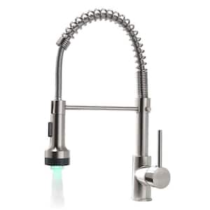 Single Handle Pull Down Kitchen Faucet with LED in Silver