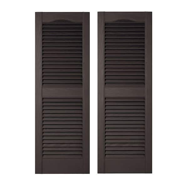Builders Edge 14.5 in. x 60 in. Louvered Vinyl Exterior Shutters 