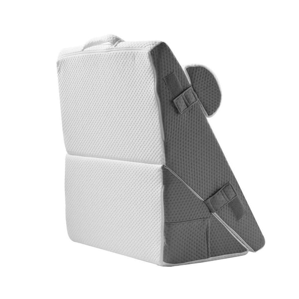 Bed Wedge Pillow for Sleeping, Soft Cover, Foam Filling, 3 Pcs Adjustable Orthopedic Bed Wedge Set, White/Grey
