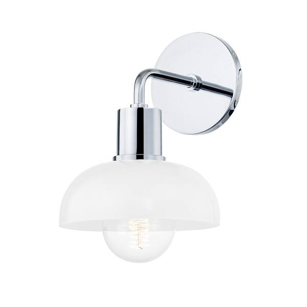 Mitzi by Hudson Valley Lighting Kyla 7 in. 1-Light Polished Chrome Vanity Lighting with Opal Glossy Glass Shade