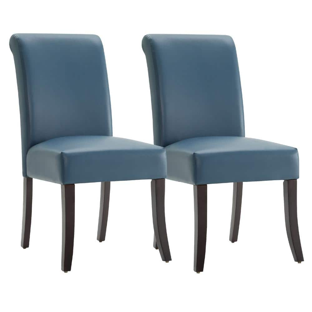 Spruce & Spring Tethys Blue Faux Leather Parsons Chair (Set of 2 ...