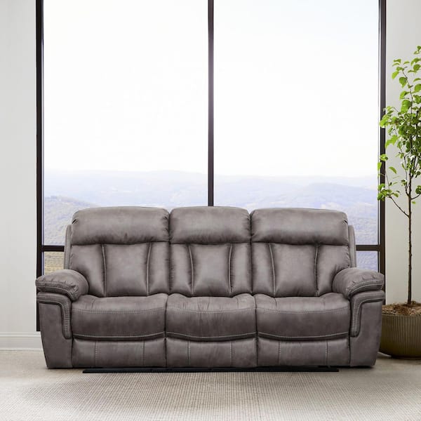 Armen Living Estelle 88 in. W Arm with Pillow-Top Polyester Contemporary Curved Sofa in Grey