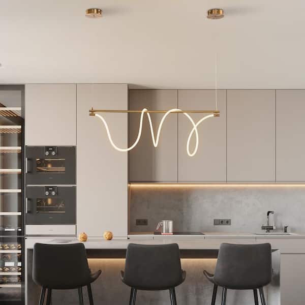 OUKANING 60-Watt 1-Light Gold Modern Linear Island