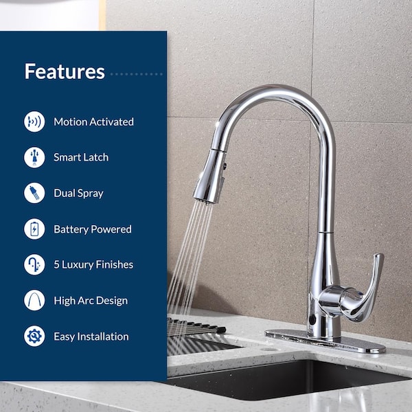 Motion Activated Single-Handle Pull-Down Sprayer Kitchen Faucet in Chrome