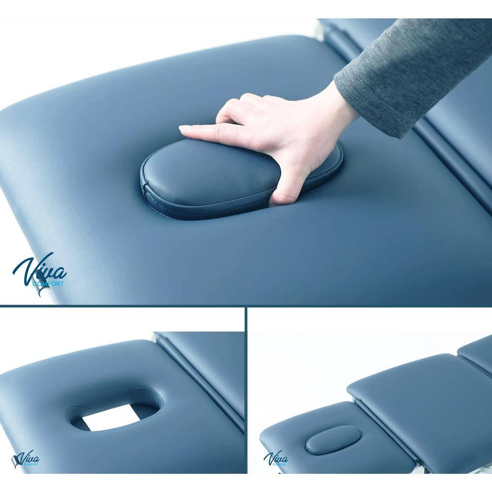 Adjustable Blue Leather and Steel Therapy Table
