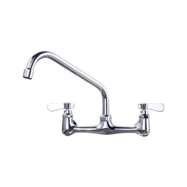10 in. Double Handle Wall Mount Standard Kitchen Faucet in Polished Chrome