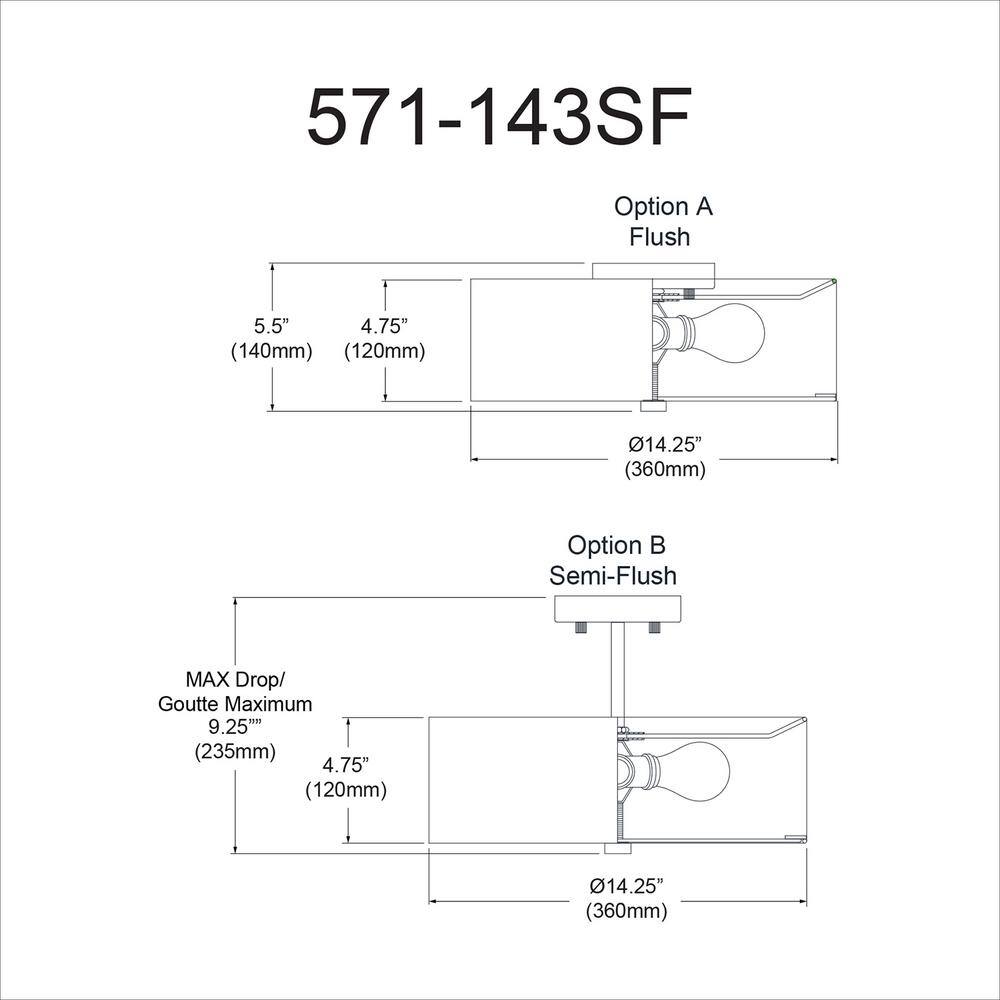 Everly Elegance 14'' Matte Black Drum Semi-Flush Mount with White Shade