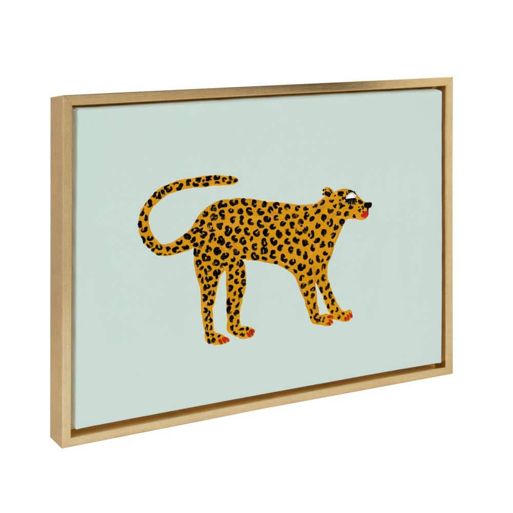 Glam Cheetah Gold Framed Canvas Wall Art