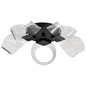 Barnett 20.88 in. 120-Watt Modern Matte Black Integrated LED Flush Mount with Silk Screened Acrylic Shade