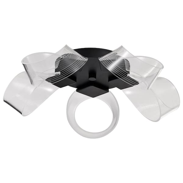 SATCO Barnett 20.88 in. 120-Watt Modern Matte Black Integrated LED Flush Mount with Silk Screened Acrylic Shade