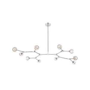 Timeless Home 56 in. 10-Light Chrome And Clear Pendant Light