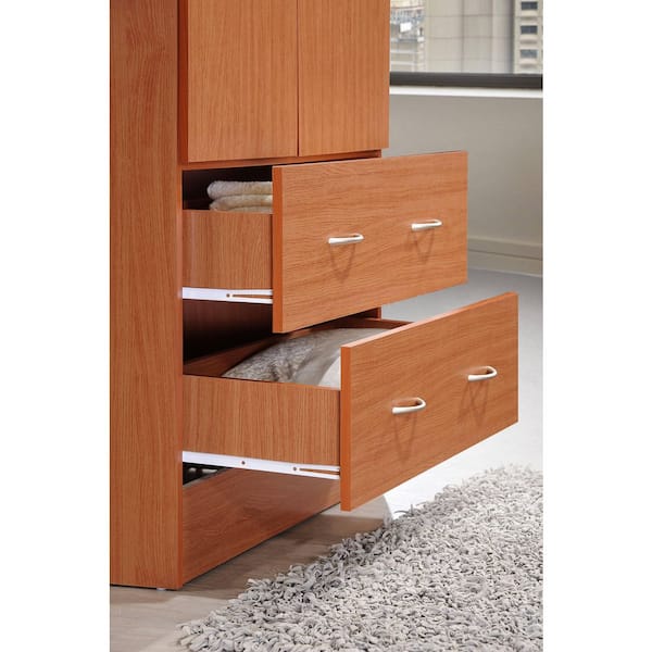 HODEDAH 2-Door Armoire with 2-Drawers in Cherry HI29 Cherry - The