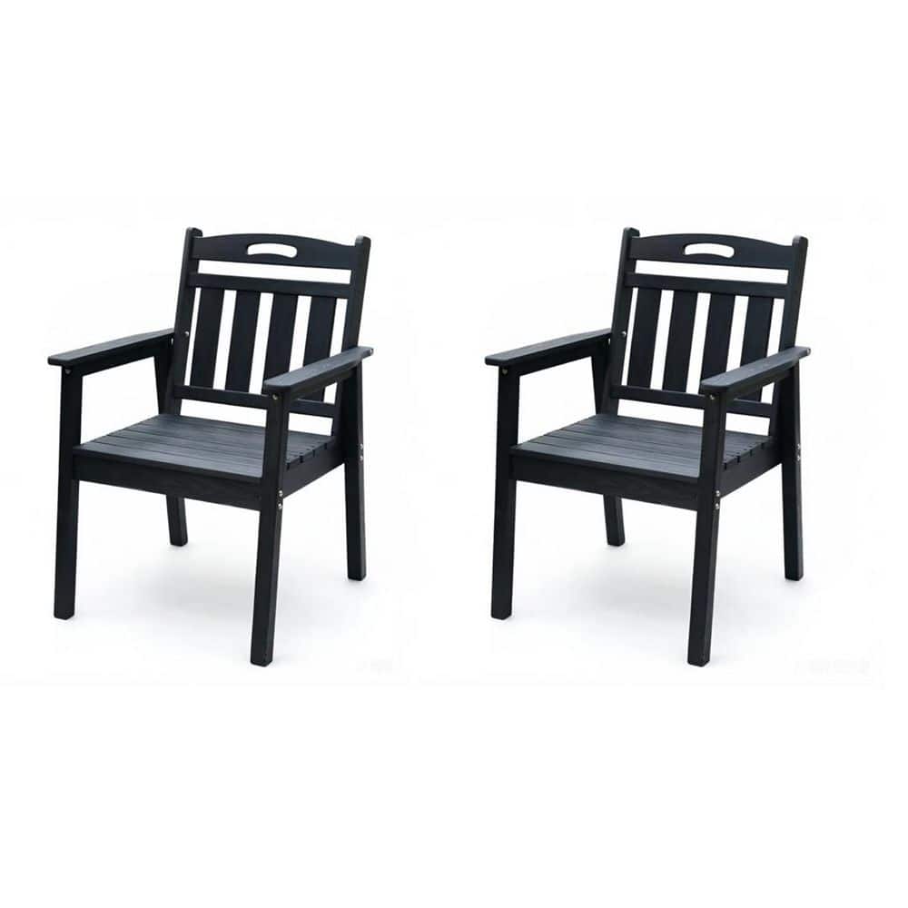 Black HDPE Modern Outdoor Dining Chair Set of 4 in Black durable construction easy to install price history on PriceWatchPro