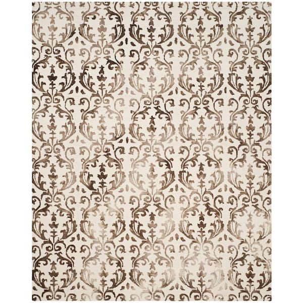 SAFAVIEH Dip Dye Ivory/Chocolate 8 ft. x 10 ft. Floral Area Rug