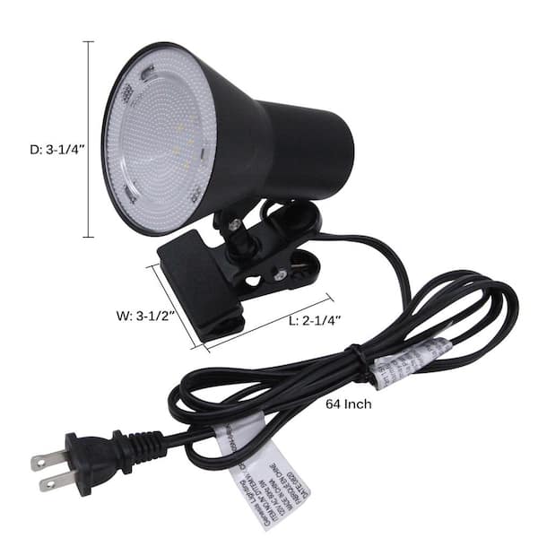 5 in. Black LED Clip On Desk Lamp