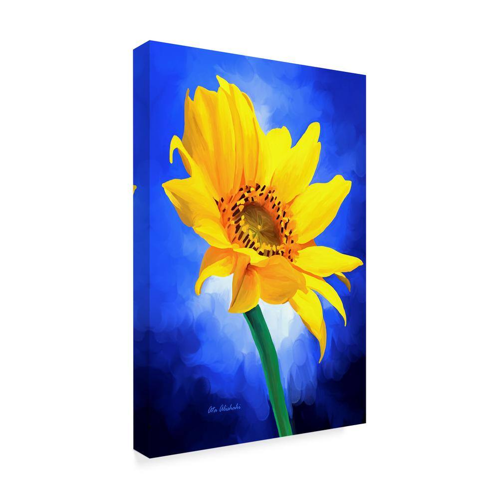 Vibrant Yellow Sunflower on Blue Canvas Print, 22'' x 32''