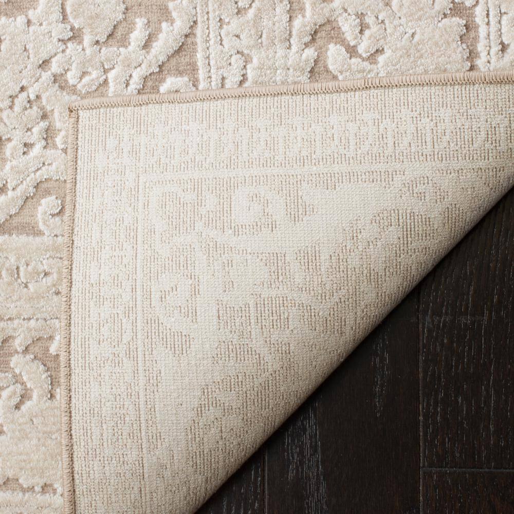 Elegant Vintage Floral Beige & Cream Synthetic Area Rug - 6' x 9'