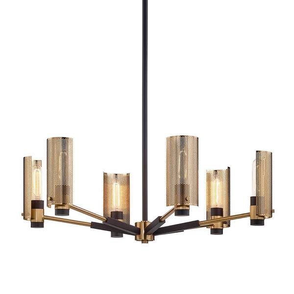 Troy Pilsen 6 Light Modern Bronze And Aged Brass Chandelier With Plated Shade F6876 Troy Pilsen 6 Light Modern Bronze And, Aged Brass Modern Chandelier