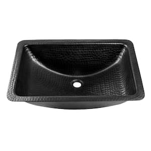 Monarch Matte Black Hand Hammered Venetian Dual Mount Bathroom Vanity Sink (21 inches)