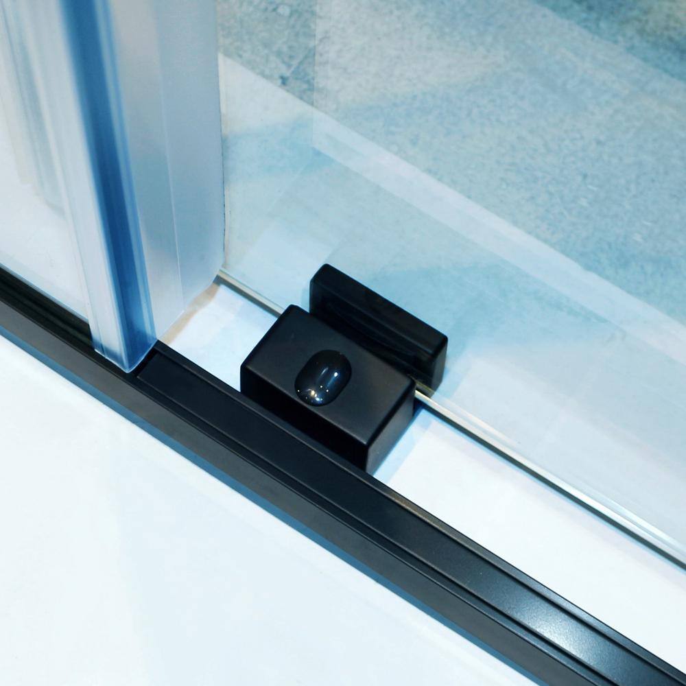 Matte Black Semi-Frameless Sliding Shower Door with Tempered Glass