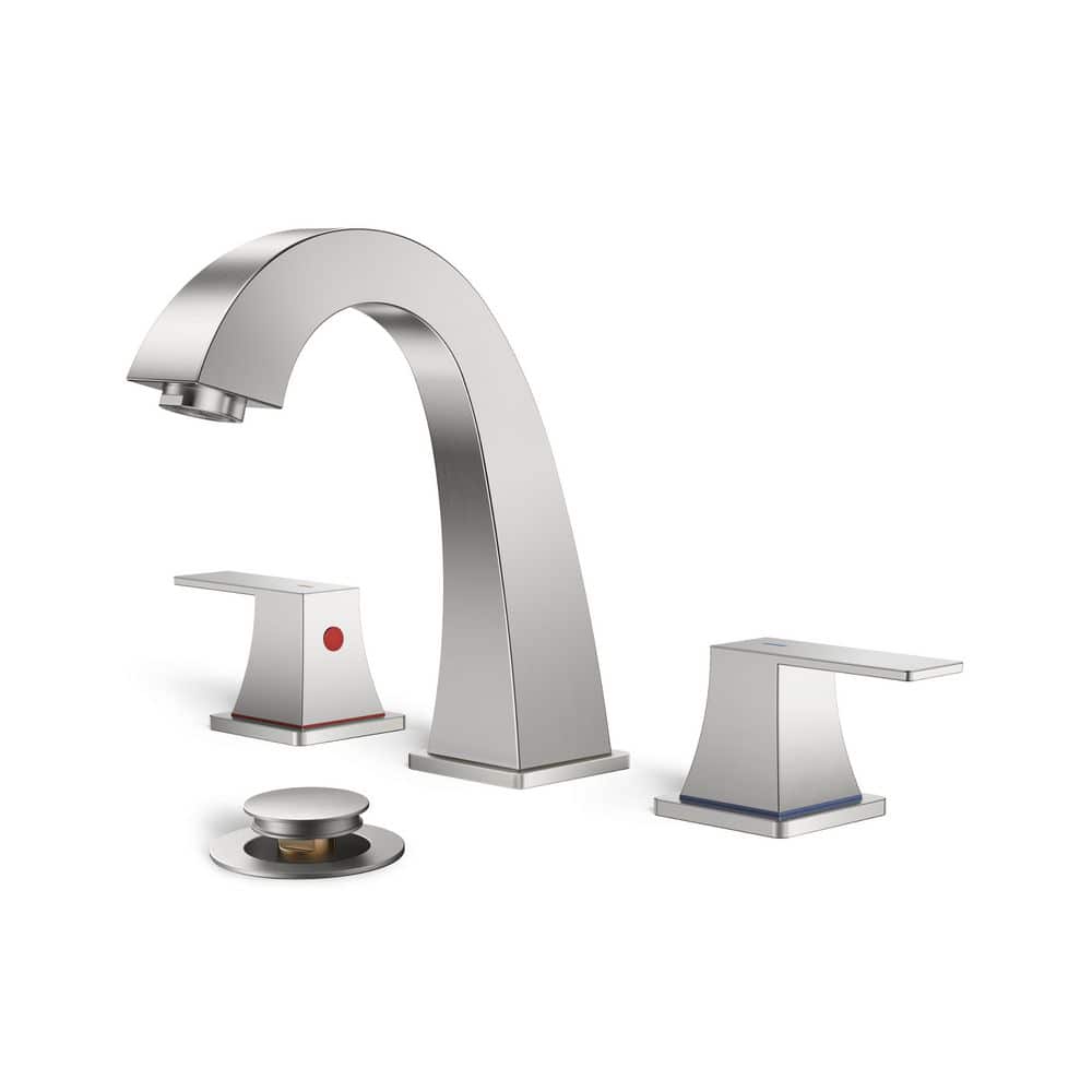 8 in. Widespread Double Handle Bathroom Faucet with Pop-up Drain and Supply Lines Included in Brushed Nickel price history on PriceWatchPro