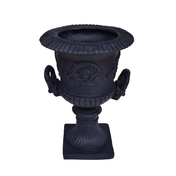 Unbranded 18.8 in. Black Magnesium Stone Oxide Round Outdoor Patio Garden Planter and Square Base