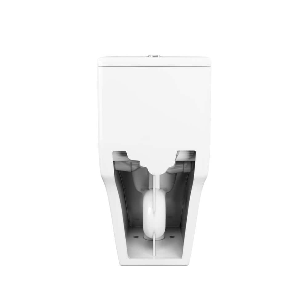 Glossy White Elongated Dual Flush One-Piece Toilet