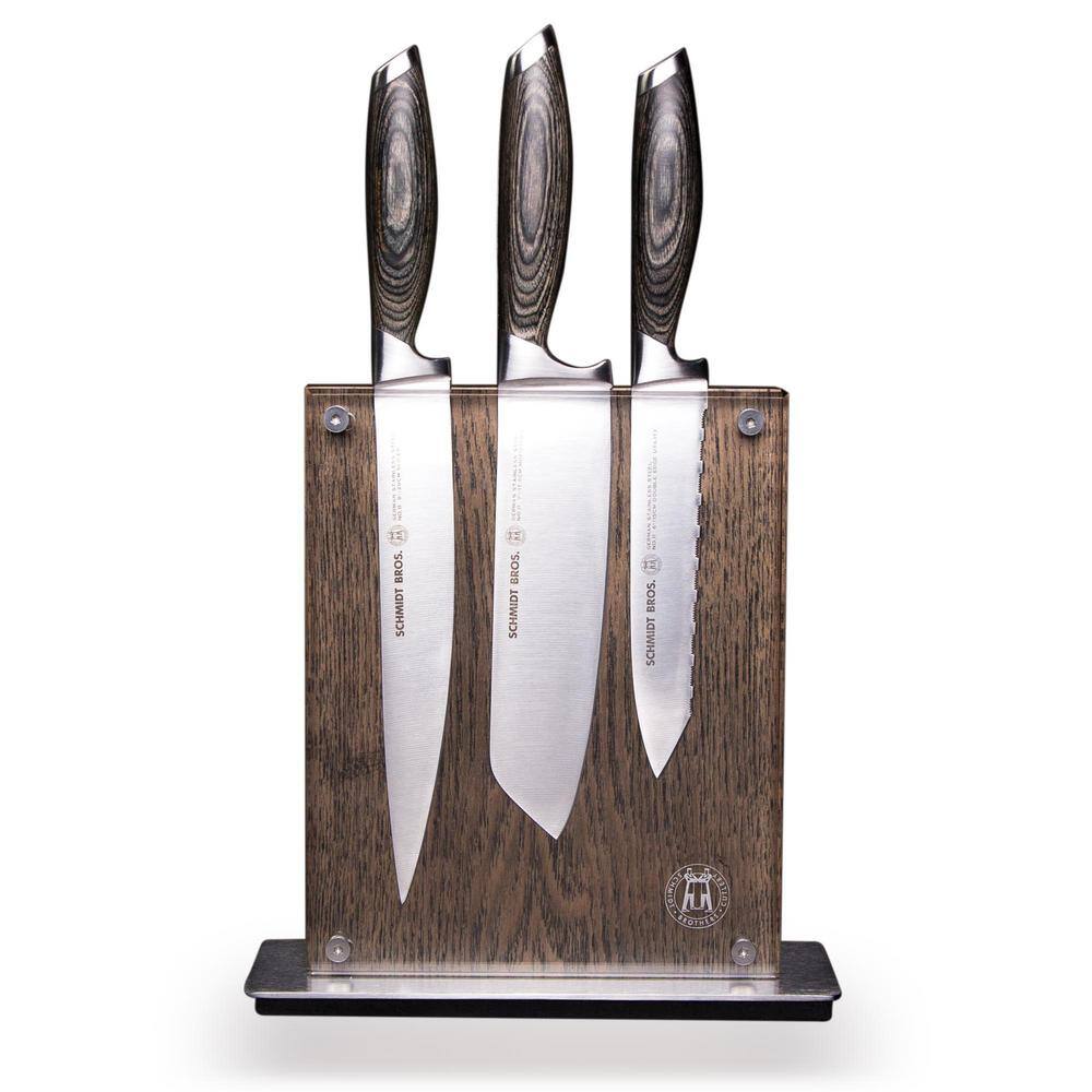 SCHMIDT BROS. 7Piece Stainless Steel Cutlery Bonded Ash Set with Ash Midtown Knife Block