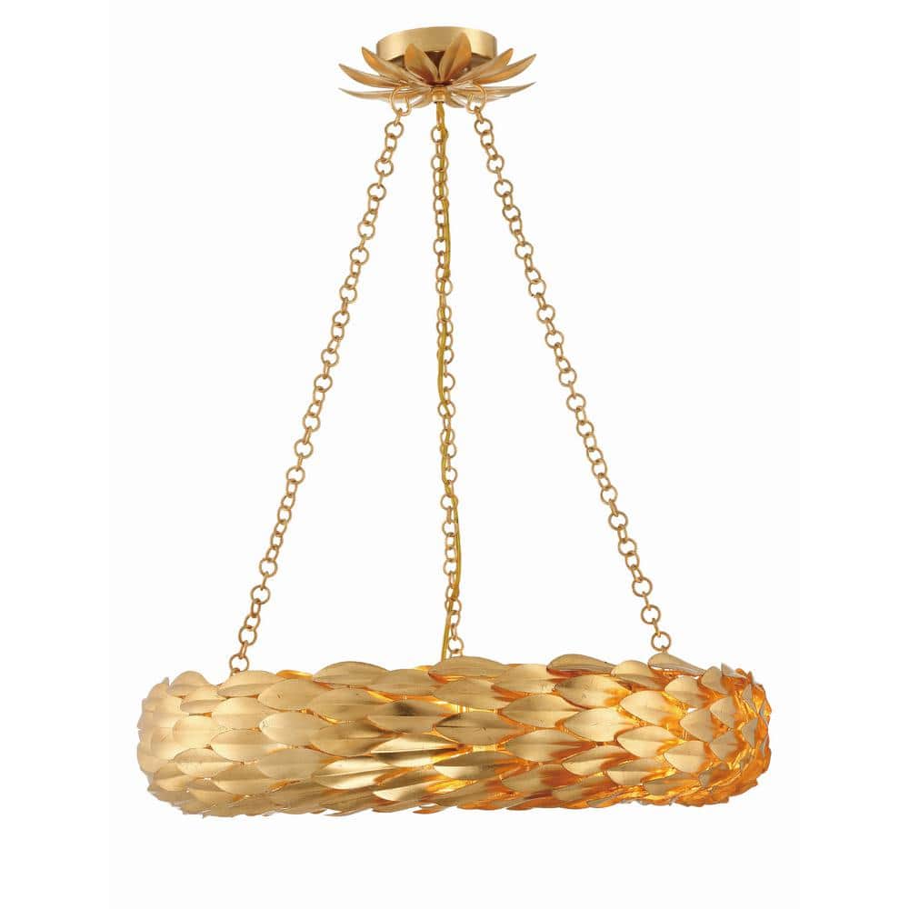 Antique Gold Crystal 6-Light Candle Chandelier