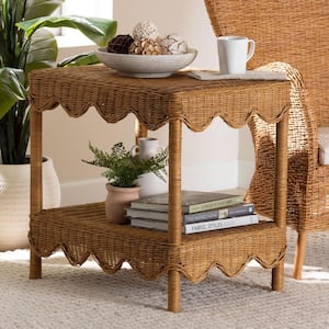 Oteria 26.8 in. Light Honey Rectangle Rattan End Table