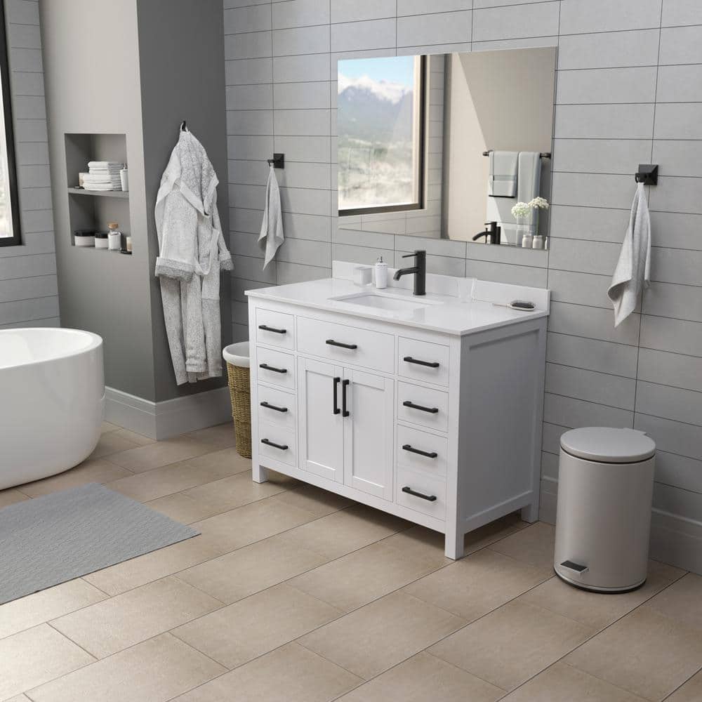 Beckett 48" White Freestanding Single Bathroom Vanity with Marble Top