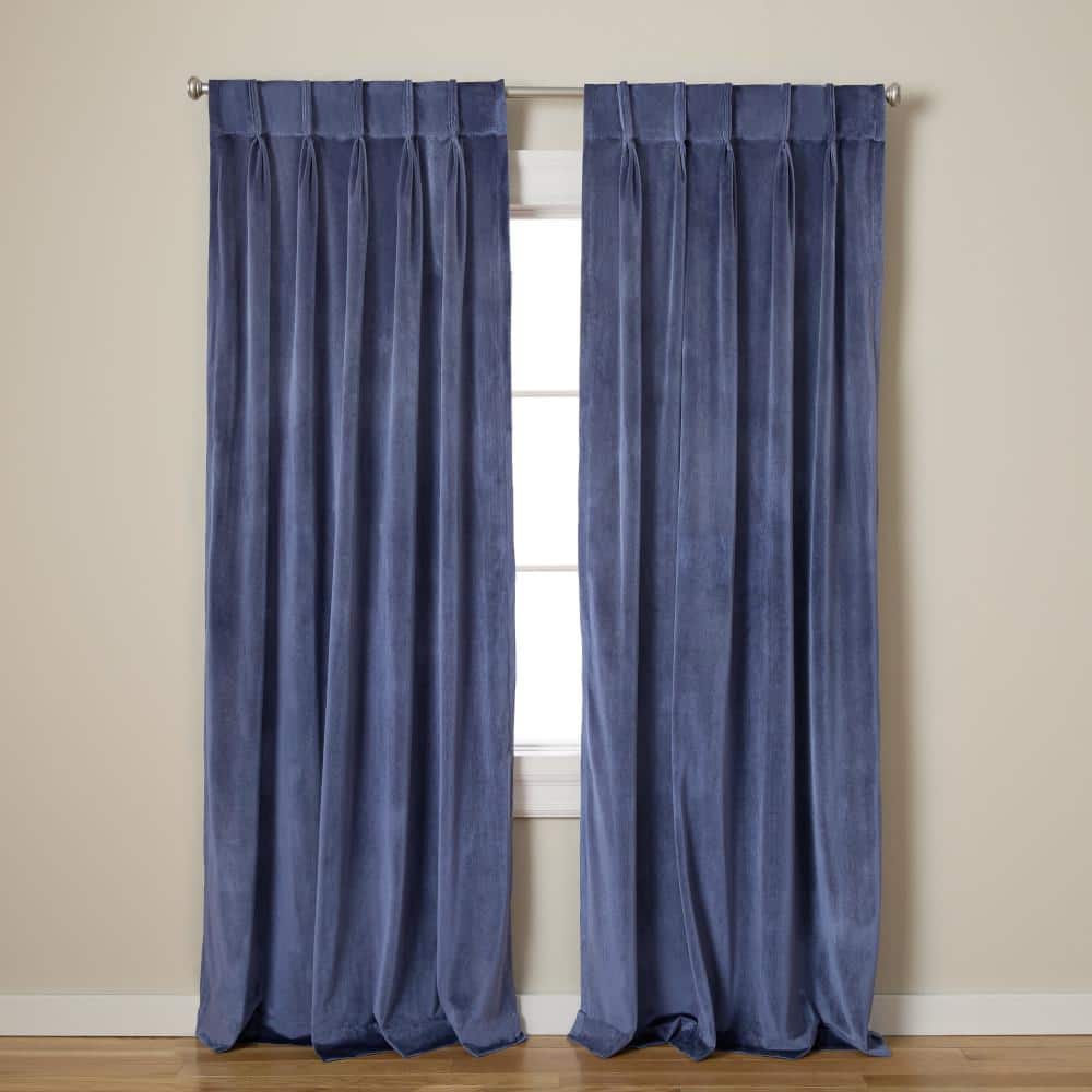 Velvet Navy Solid Light Filtering Triple Pinch Pleat / Hidden Tab Curtain, 27 in. W x 108 in. L (Set of 2) price history on PriceWatchPro
