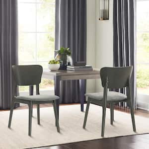 Kalia Gray Fabric Upholstered Wood Armless Dining Chair Set of 2 with Open Back