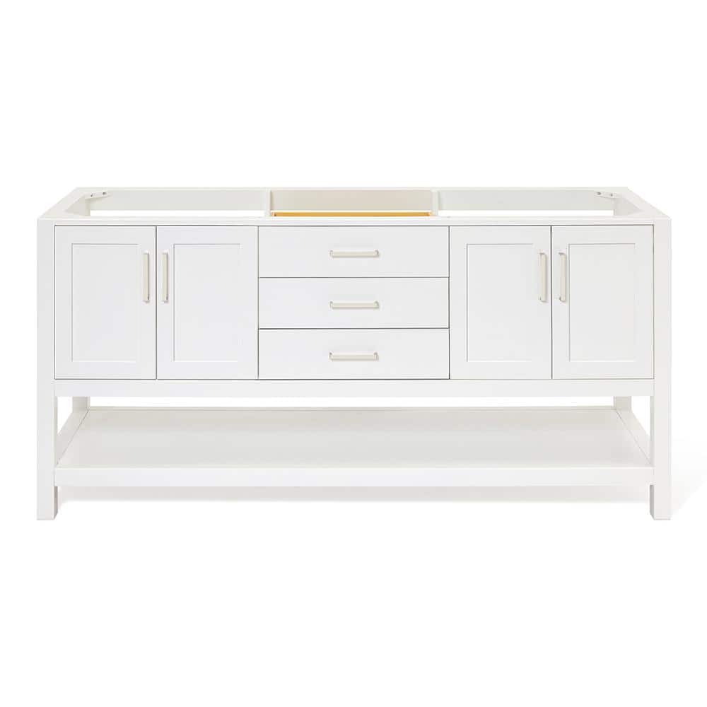 Magnolia 72" White Solid Wood Double Freestanding Vanity Cabinet