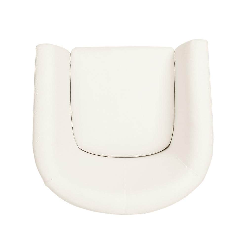 Modern White Upholstered Barrel Swivel Accent Chair