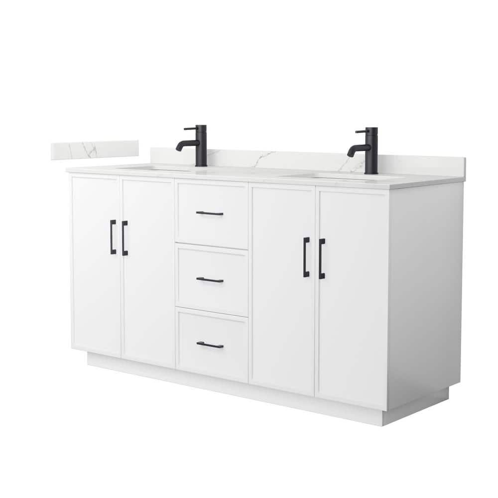 Elan TK 66 in. Double Freestanding White Bath Vanity with Giotto Quartz Top (Assembled) price history on PriceWatchPro