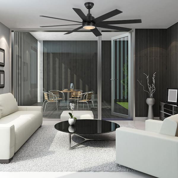Parkman 62 in. Indoor/Covered Outdoor Matte Black White Color Changing LED Ceiling Fan with Remote Control Included
