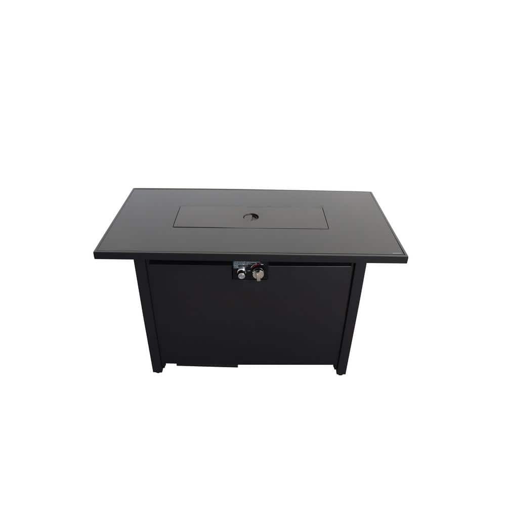 25 in. H x 42 in. W Steel Outdoor Fire Pit Table with Lid