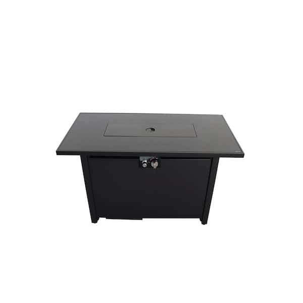25 in. H x 42 in. W Steel Outdoor Fire Pit Table with Lid