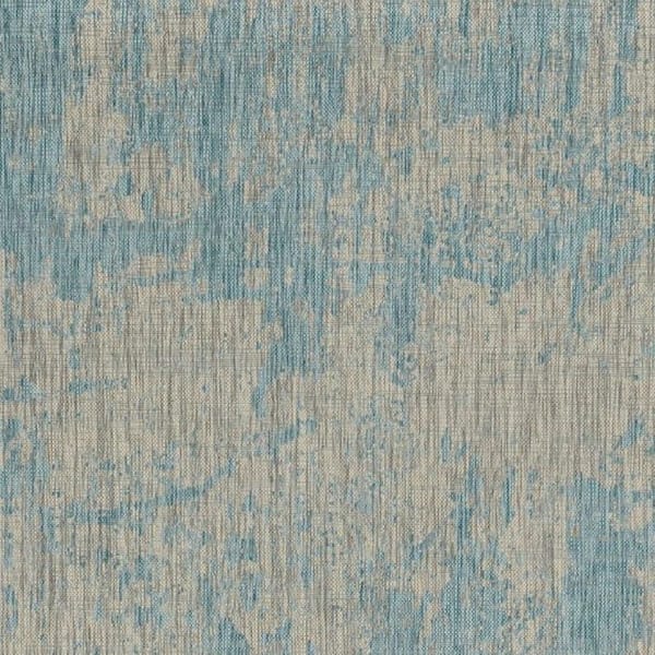 Teal Blue 8 ft. x 11 ft. Woven Polypropylene Rectangle Indoor/Outdoor Area Rug
