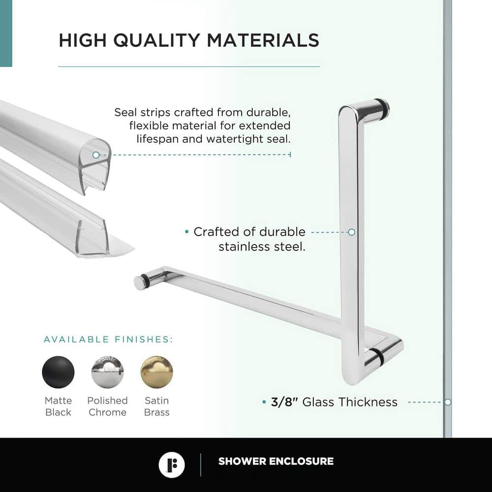Polished Chrome Neo Angle Frameless Glass Shower Enclosure with Acrylic Base