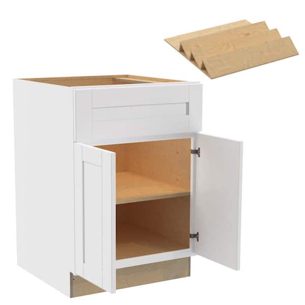 Home Decorators Collection Washington 24 in. W x 24 in. D x 34.5 in. H Vesper White Plywood Shaker Assembled Base Kitchen Cabinet Spice Tray