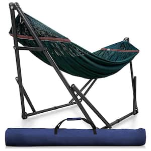 9.67 ft. Double Hammock with Adjustable Stand and Bag in Peacock