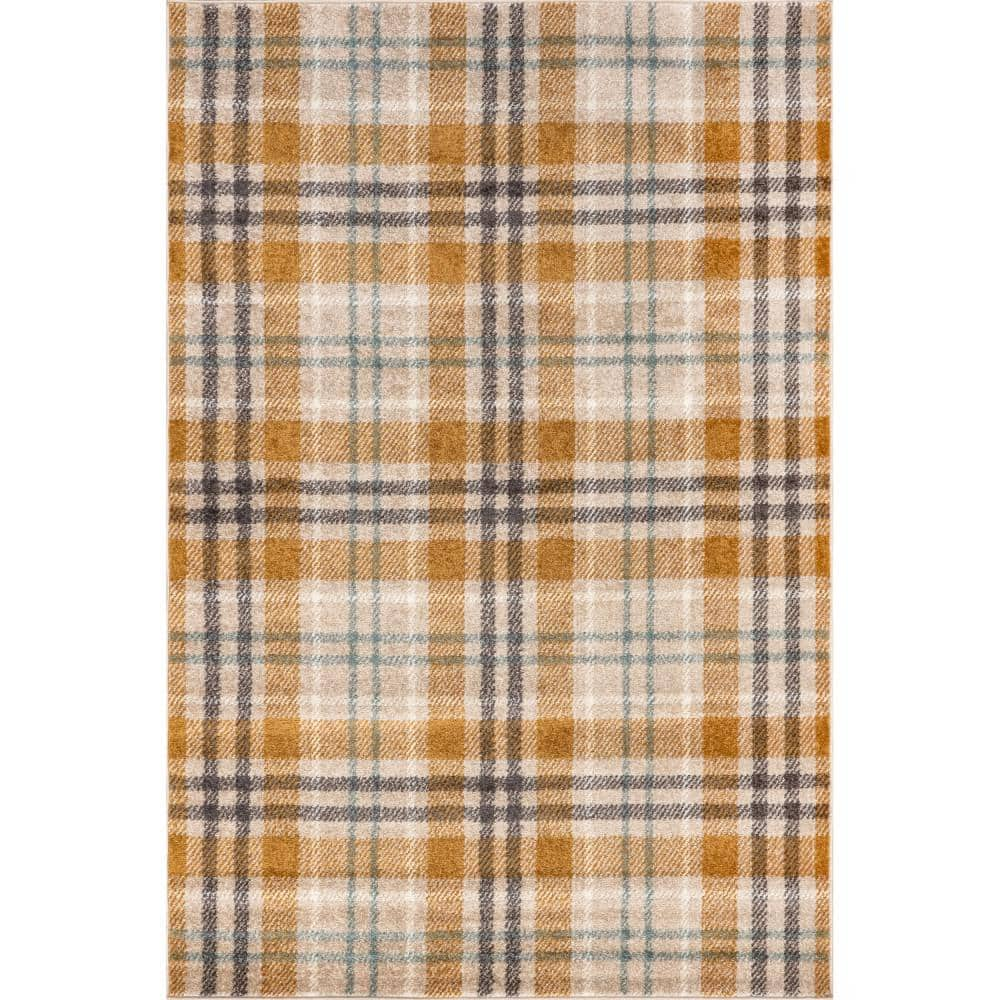 nuLOOM Fiorella Country Plaid Orange and Gray 5 ft. 3 in. x 7 ft. 7 in. Area Rug