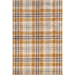 Fiorella Country Plaid Orange and Gray 7 ft. 10 in. x 10 ft. Area Rug
