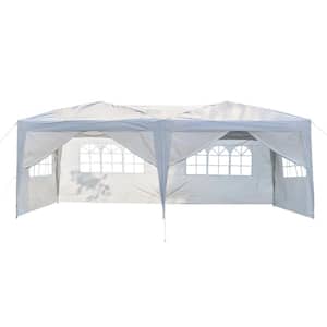 20 ft. x 10 ft. White Practical Waterproof Folding Waterproof Tent with 4 Windows