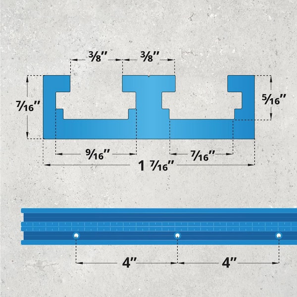 POWERTEC 36 in. Double-Cut Profile Universal T-track with Dual