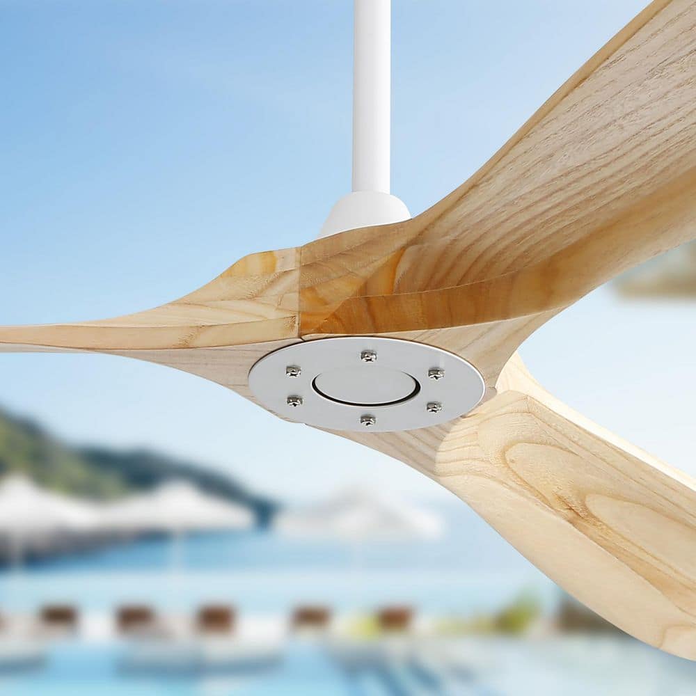 60 in. Indoor/Outdoor Modern Solid Wood White Ceiling Fan with Remote Control and DC Reversible Motor price history on PriceWatchPro