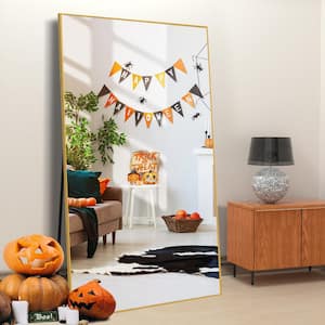32 in. W x 71 in. H Oversized Gold Metal Modern Classic Full-Length Floor Standing Mirror